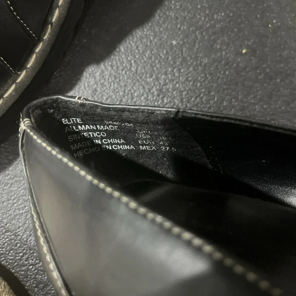 Vtg Y2K Black Platform‎ Chunky Heel Loafers Faux Leather Loafer 90s Sz 10.5 Lug - Picture 7 of 8